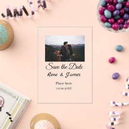 Minimale foto wit zwart klassieke elegante save th acryl uitnodigingen