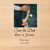 Minimale foto wit zwart klassieke elegante save th acryl uitnodigingen (Voorkant)