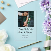 Minimale foto wit zwart klassieke elegante save th acryl uitnodigingen (Insitu (Huwelijk))