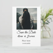 Minimale foto wit zwart klassieke elegante save th kaart (Staand voorkant)