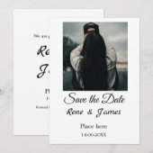 Minimale foto wit zwart klassieke elegante save th kaart (Voorkant / Achterkant)