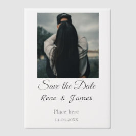 Minimale foto wit zwart klassieke elegante save th vellum uitnodigingen