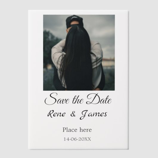 Minimale foto wit zwart klassieke elegante save th vellum uitnodigingen (Voorkant)