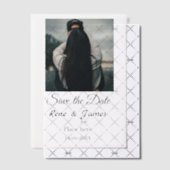 Minimale foto wit zwart klassieke elegante save th vellum uitnodigingen (Offset (Uitnodiging))