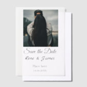 Minimale foto wit zwart klassieke elegante save th vellum uitnodigingen (Offset)