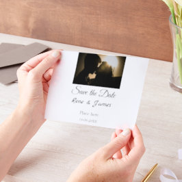 Minimale foto wit zwart klassieke elegante save th vellum uitnodigingen