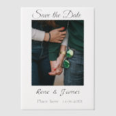 Minimale foto wit zwart klassieke elegante save th vellum uitnodigingen (Voorkant)