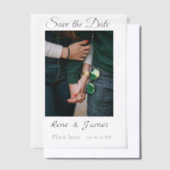 Minimale foto wit zwart klassieke elegante save th vellum uitnodigingen (Offset)