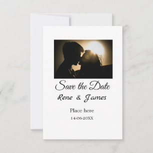 Minimale foto witte zwarte klassieke elegante bewa save the date