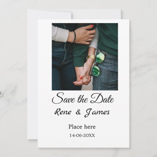 Minimale foto witte zwarte klassieke elegante save kaart (Voorkant)