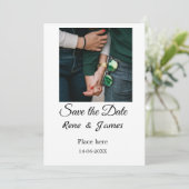 Minimale foto witte zwarte klassieke elegante save kaart (Staand voorkant)