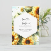 Minimale foto Zonnebloem bruiloft Save The Date (Staand voorkant)