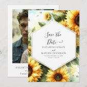Minimale foto Zonnebloem bruiloft Save The Date (Voorkant / Achterkant)