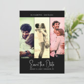 Minimale foto zwart retro QR-code Sla de datum op Kaart (Staand voorkant)