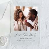 Minimale Foto Zwart Script Wedding Sla de datum op Acryl Uitnodigingen