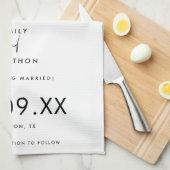 Minimale foto Zwart Typografie Wit Bewaar de datum Theedoek (Quarter Fold)