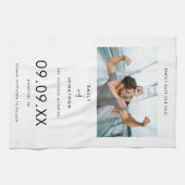 Minimale foto Zwart Typografie Wit Bewaar de datum Theedoek (Horizontaal)