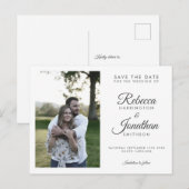 Minimale foto zwart wit bruiloft opslaan van de da uitnodiging briefkaart (Voorkant / Achterkant)