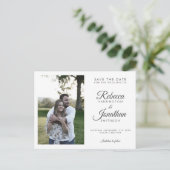 Minimale foto zwart wit bruiloft opslaan van de da uitnodiging briefkaart (Staand voorkant)