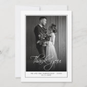 Minimale Foto Zwart Wit Trouwen Dank u kaart (Voorkant)