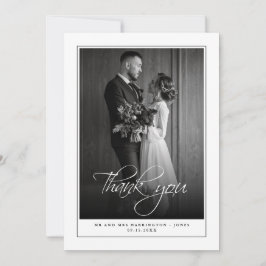 Minimale Foto Zwart Wit Trouwen Dank u kaart