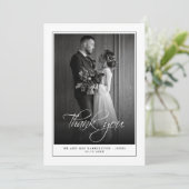 Minimale Foto Zwart Wit Trouwen Dank u kaart (Staand voorkant)