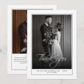 Minimale Foto Zwart Wit Trouwen Dank u kaart (Voorkant / Achterkant)