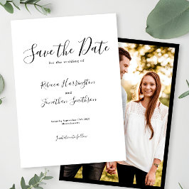 Minimale foto zwart-wit trouwkaart Save The Date