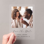 Minimale Foto Zwarte Script Trouw Save the Date Acryl Uitnodigingen (Insitu (Draagbaar))