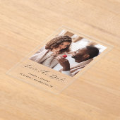 Minimale Foto Zwarte Script Trouw Save the Date Acryl Uitnodigingen (Laagn)