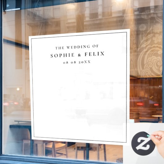 Minimale fotoachtergrond van de chic Elegant Wedde Raamsticker (Cafe Raam)