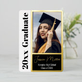 Minimale fotoafstudeerfeest folie uitnodiging (Staand Voorkant)