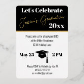 Minimale fotoafstudeerfeest folie uitnodiging (Achterkant)