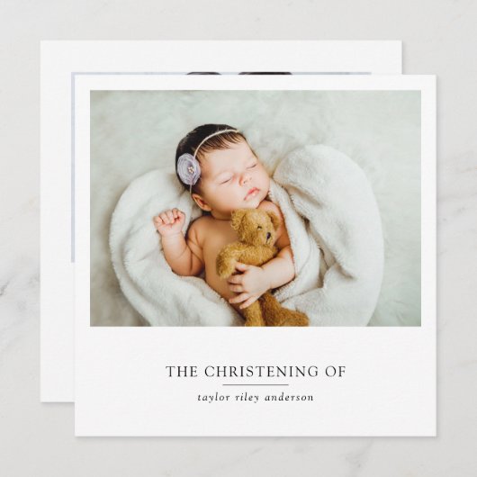 Minimale fotobaptisme Christening Bedankkaart (Voorkant / Achterkant)