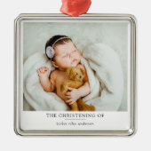 Minimale fotobaptisme Christening Metalen Ornament (Voorkant)