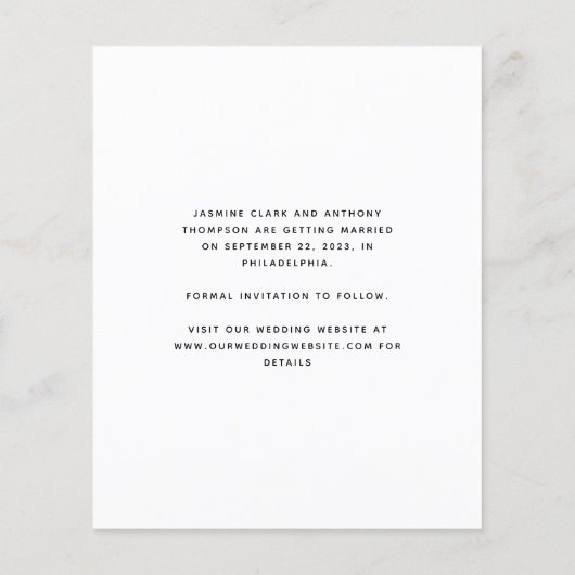 Minimale Fotoboog Script Save the Date Budget (Achterkant)