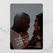 Minimale fotobruiloft bespaart datum folie uitnodiging (Achterkant)