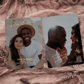 Minimale fotobruiloft bespaart datum folie uitnodiging