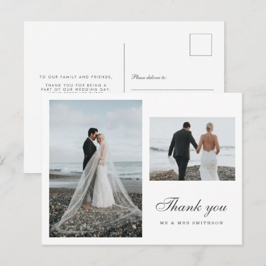 Minimale fotobruiloft Dank u Briefkaart (Voorkant / Achterkant)
