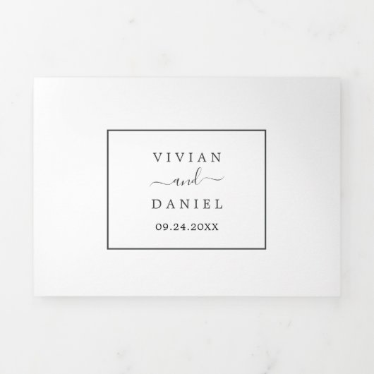 Minimale fotobruiloft in één keer drieluik uitnodiging (Cover)