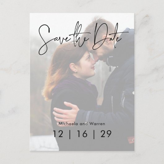 Minimale Fotobruiloft Save the Date-ansichtkaart Aankondigingskaart (Voorkant)