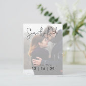 Minimale Fotobruiloft Save the Date-ansichtkaart Aankondigingskaart (Staand voorkant)