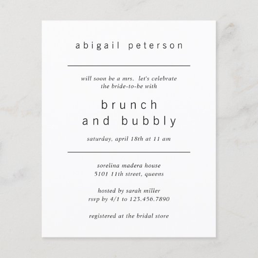 Minimale fotobudgetbridale uitnodiging voor Brunch Flyer