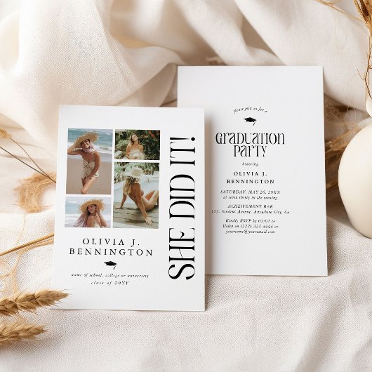 Minimale fotocollage afstudeerfeest kaart