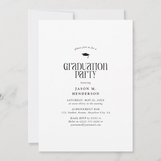 Minimale fotocollage afstudeerfeest kaart (Achterkant)