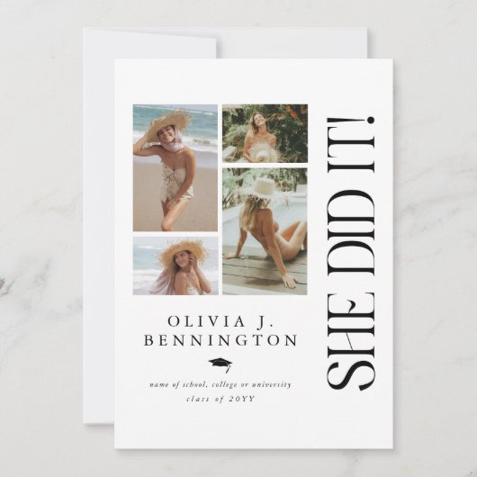 Minimale fotocollage afstudeerfeest kaart (Voorkant)