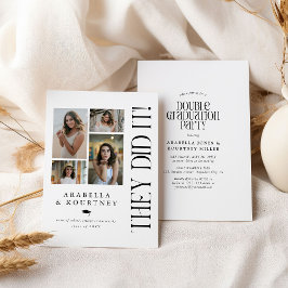 Minimale fotocollage dubbele afstudeerfeest kaart