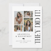 Minimale fotocollage dubbele afstudeerfeest kaart (Voorkant)