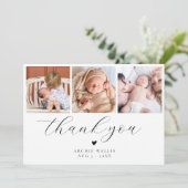 Minimale fotocollage Elegant Baby shower Bedankkaart (Staand voorkant)