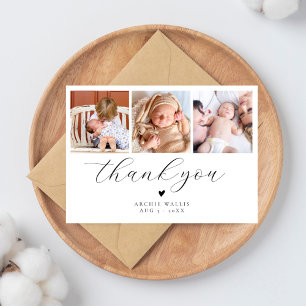 Minimale fotocollage Elegante babyshower Bedankkaart